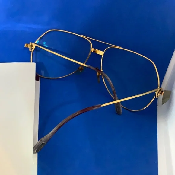 Rare 🔥 Cartier Vendome Santos Aviator Frames only James Bond 18K Gold Plated